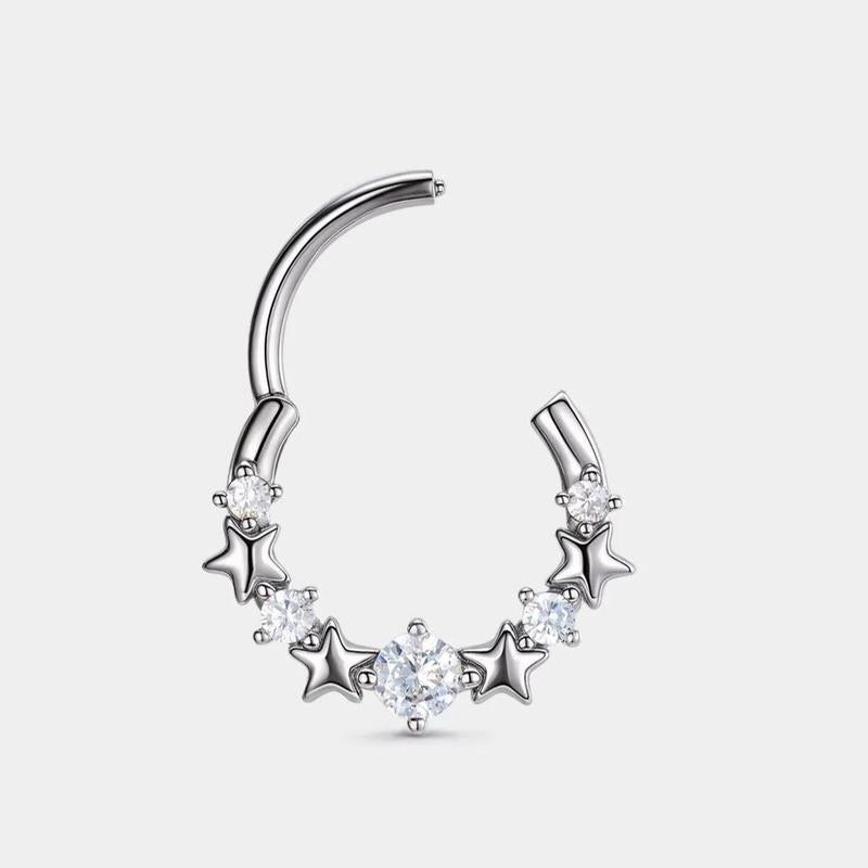 16G Celestial CZ Accented Nose Ring