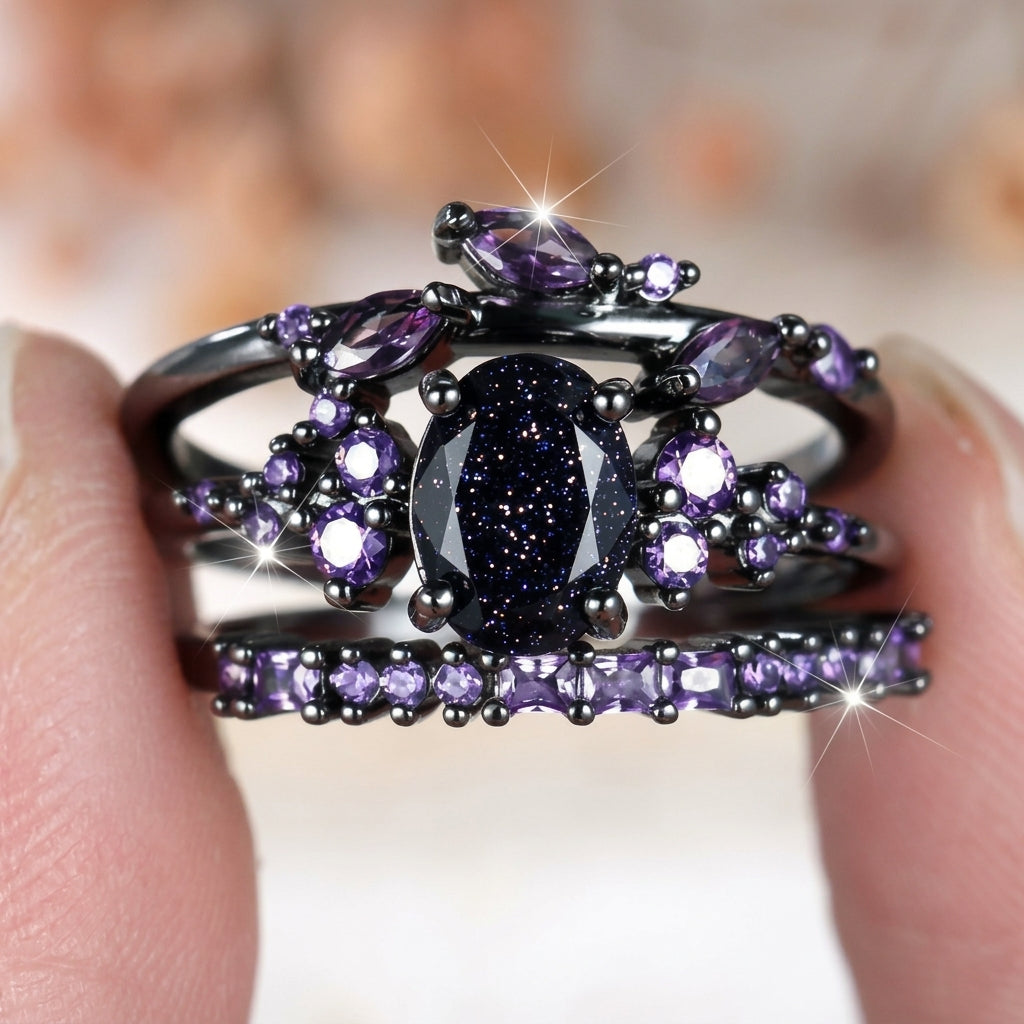 3pc Starry Galaxy Ring Set