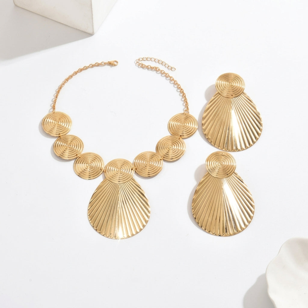 Geometric Swirl Necklace and Earrings Jewelry Set