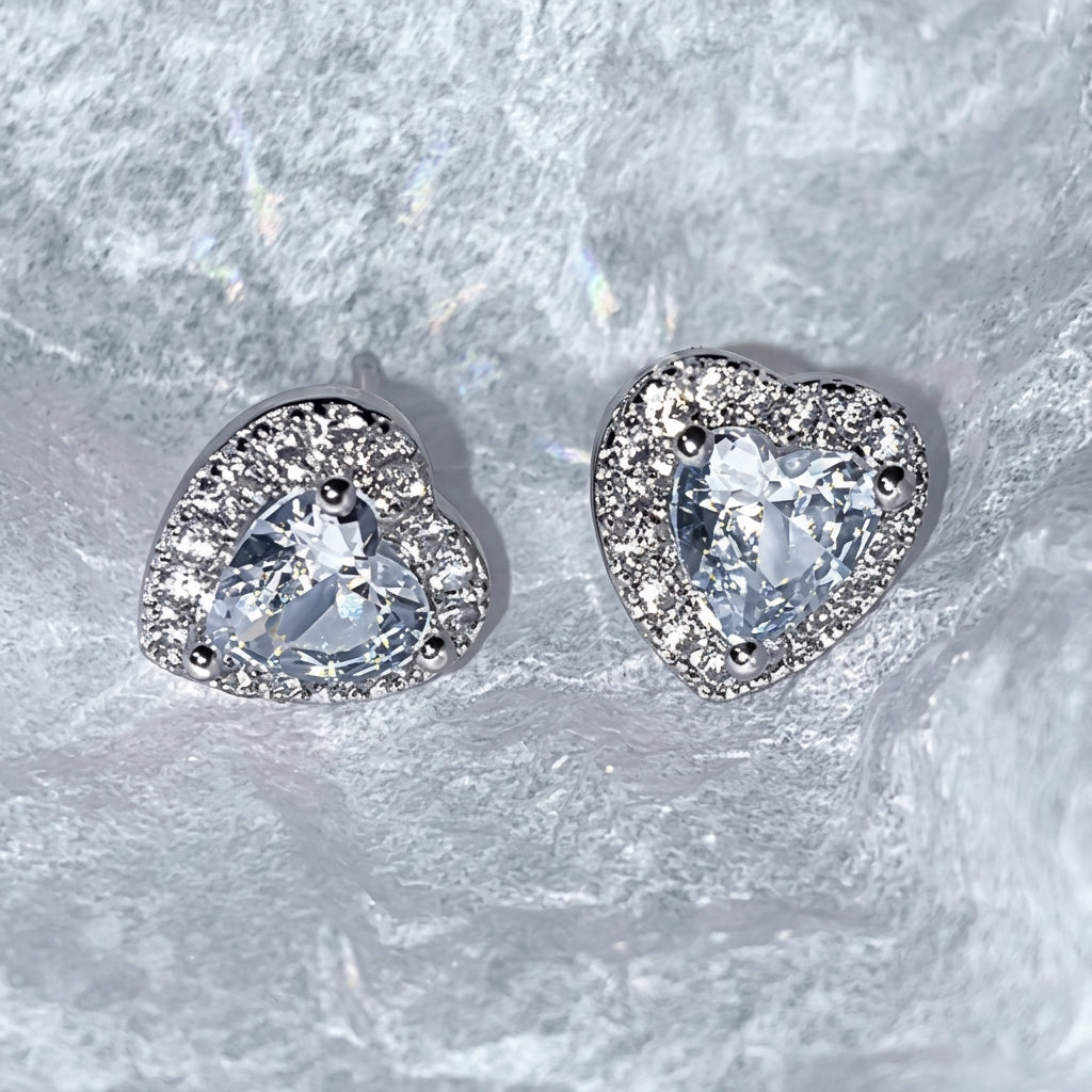 Elegant Heart Shaped Stud Earrings