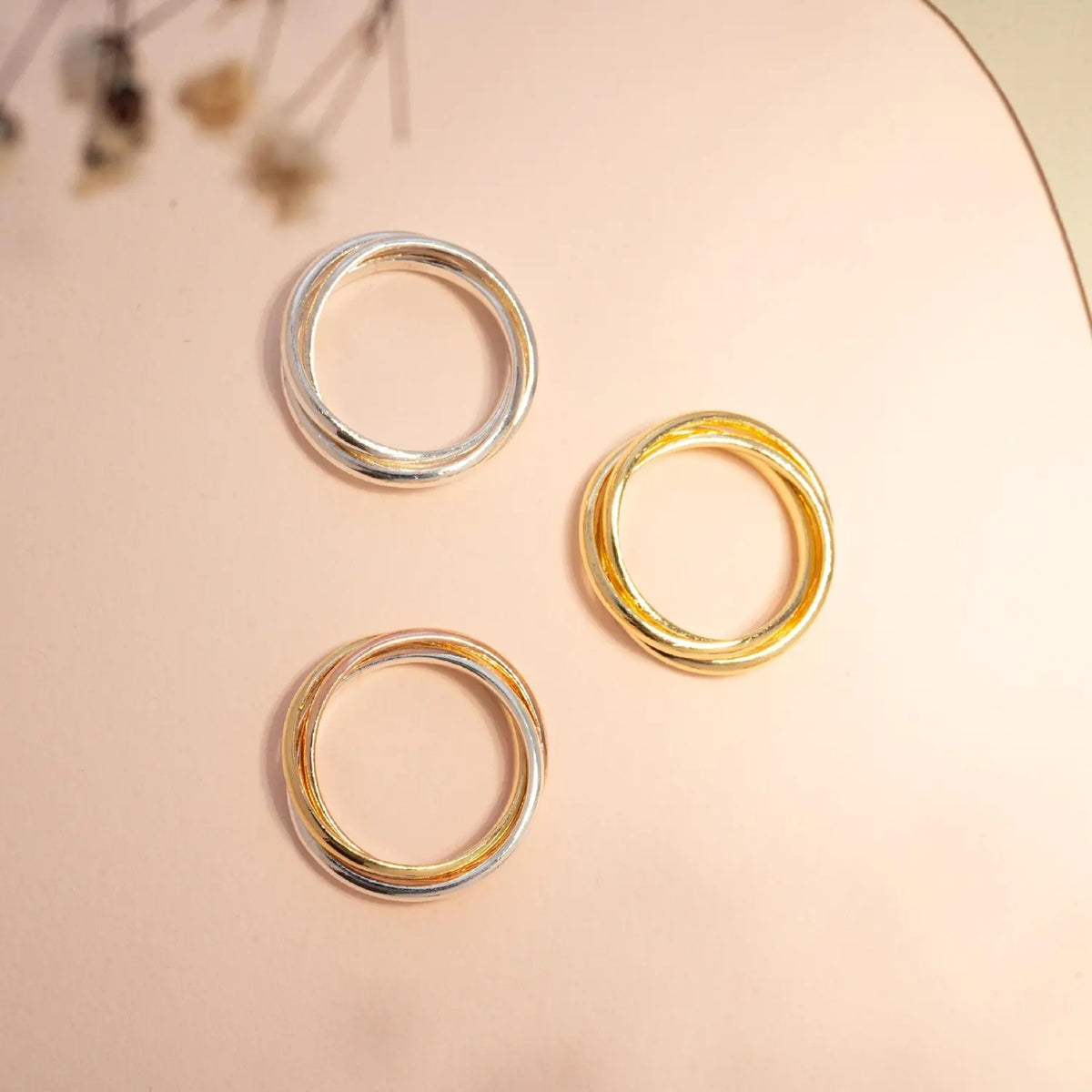 3pc Mixed Tone Stacking Spinner Ring