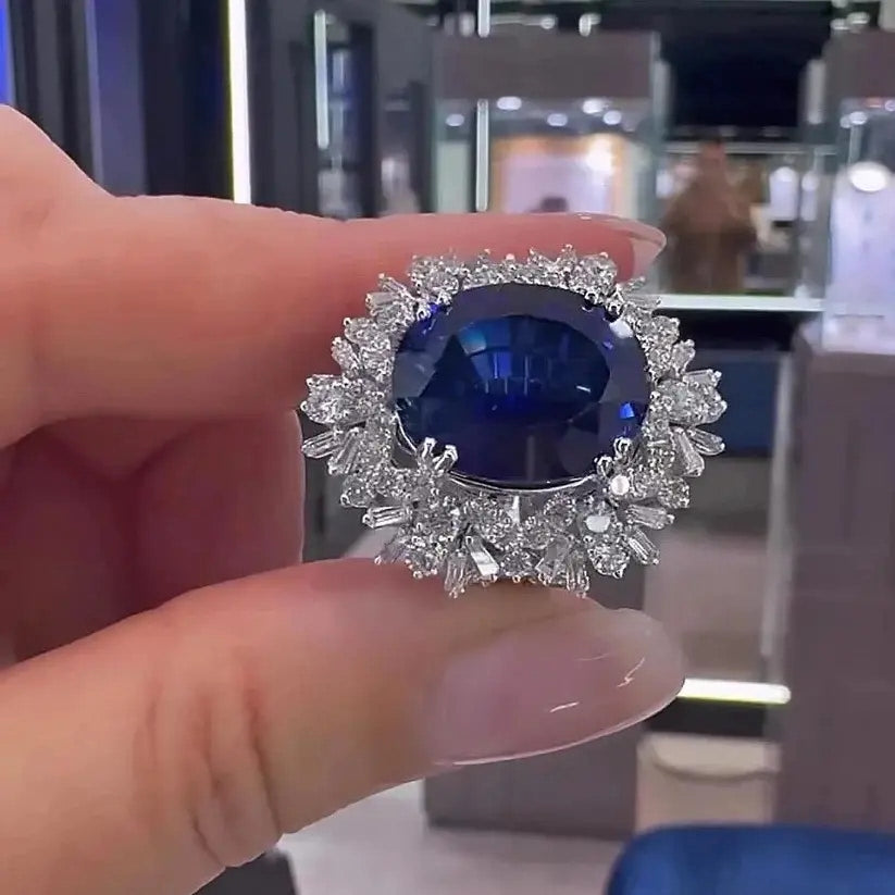 Vintage Sapphire Halo Statement Ring