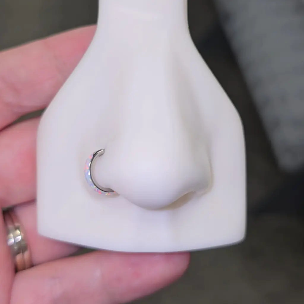 Chunky Opal Hinged Nose Hoop
