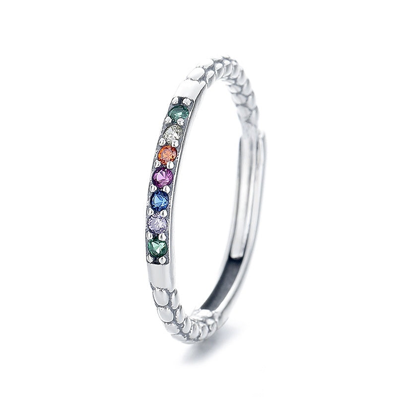 Dainty Rainbow Zirconia Snake Ring