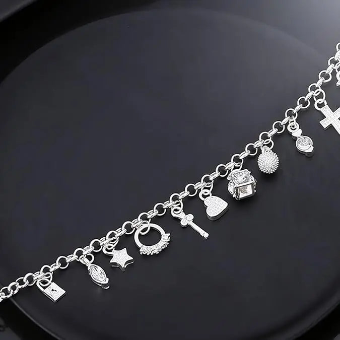 Elegant Mixed Charm Link Bracelet