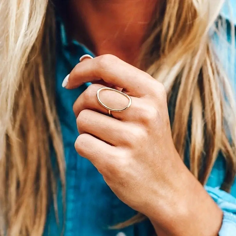 Minimalist Elongated Oval Ring