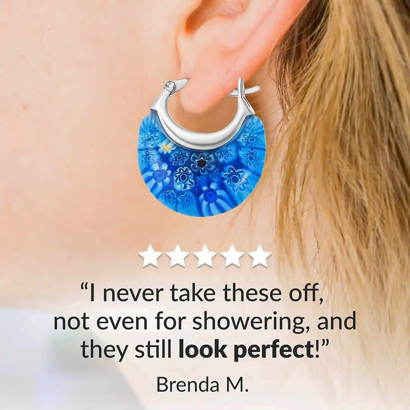Murano Inspired Crescent Moon Earrings