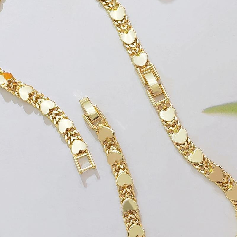 14k Double Row Heart Bracelet
