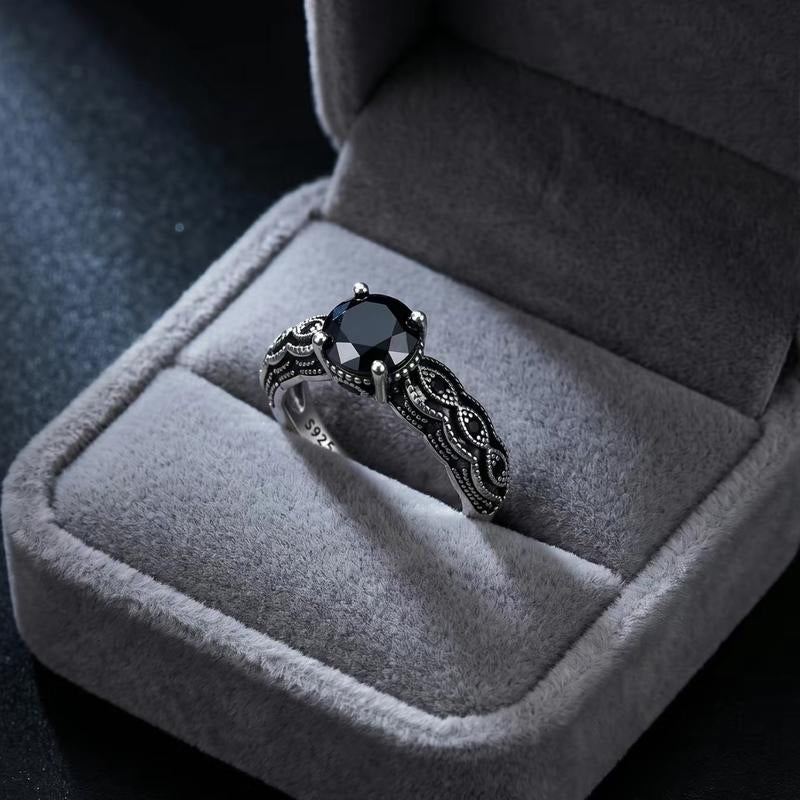 Vintage Black Obsidian Ring