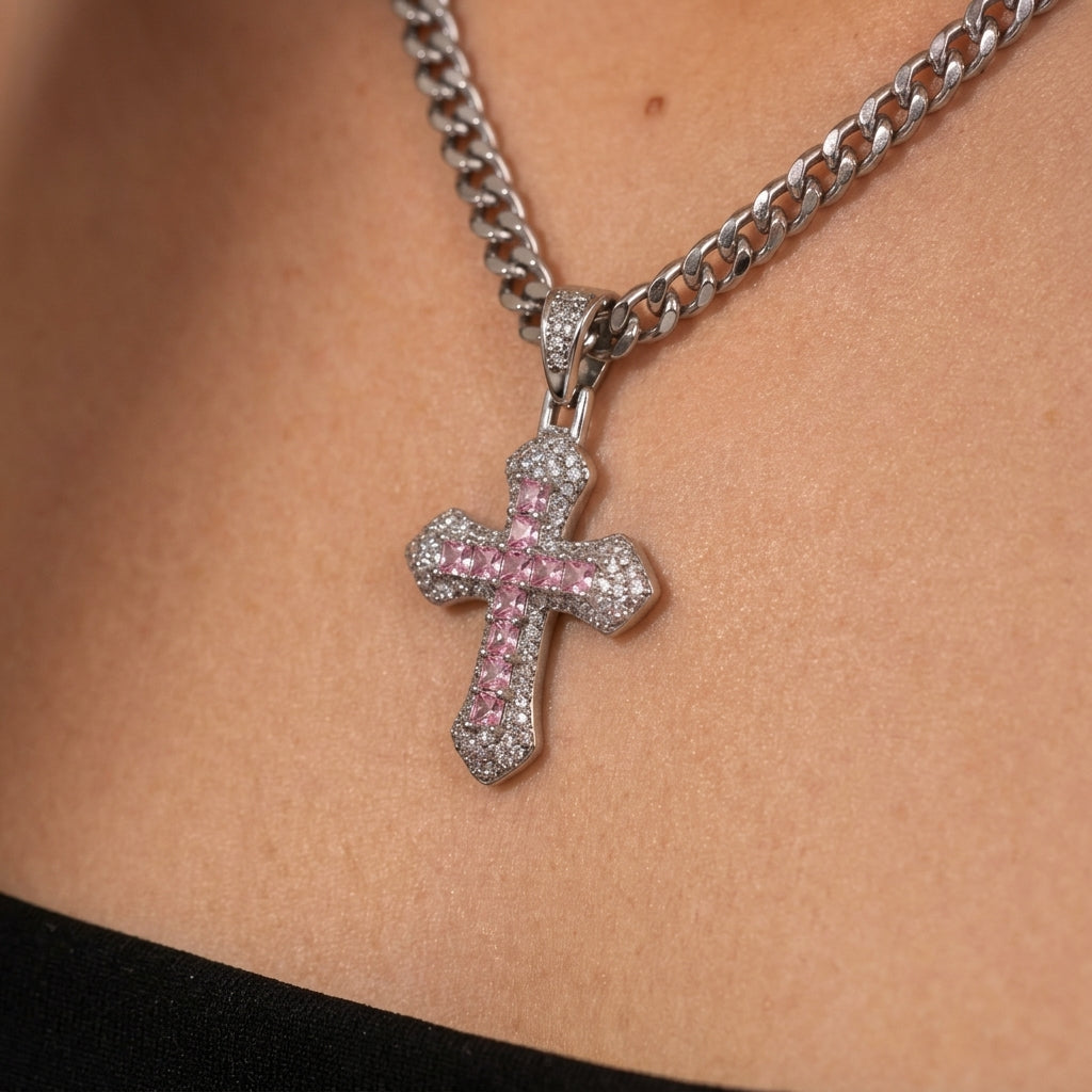 14k Chunky Cuban Cross Necklace