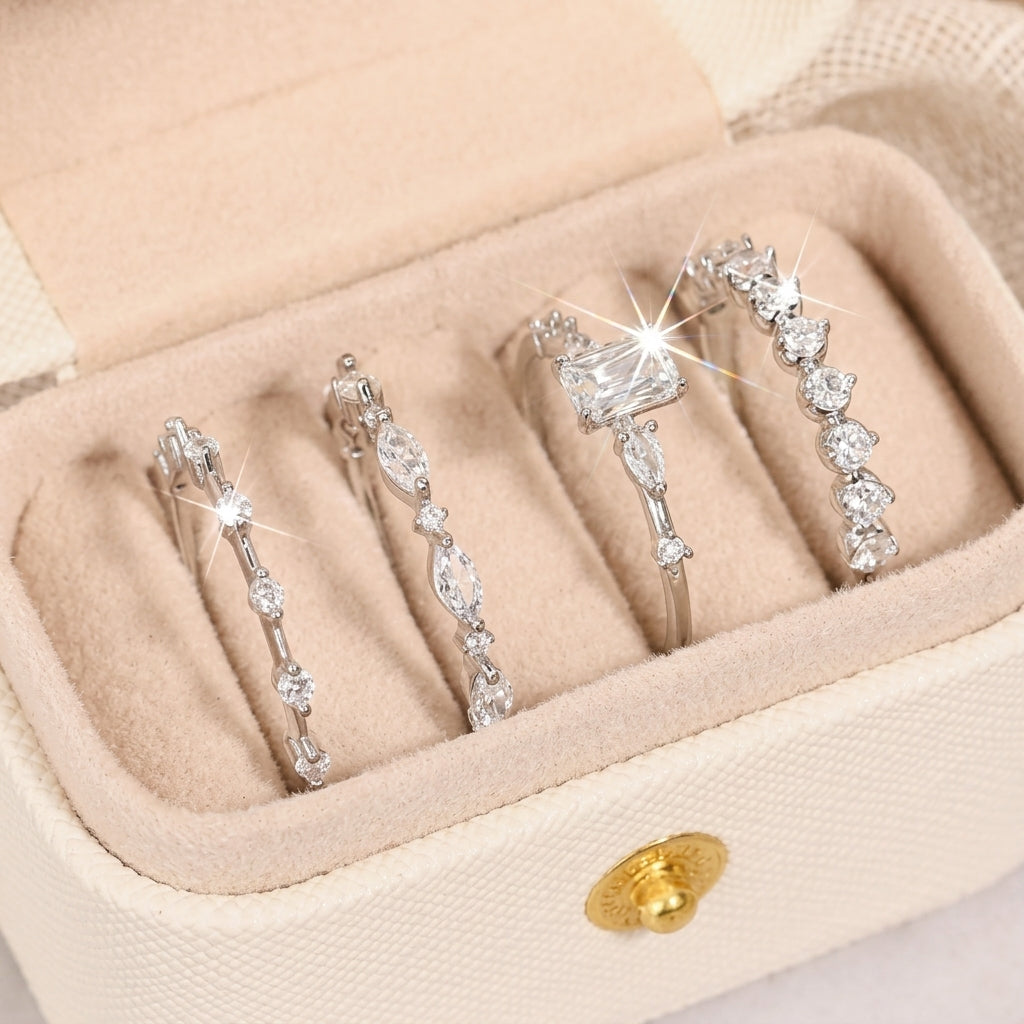 4pc Elegant Dainty Ring Set