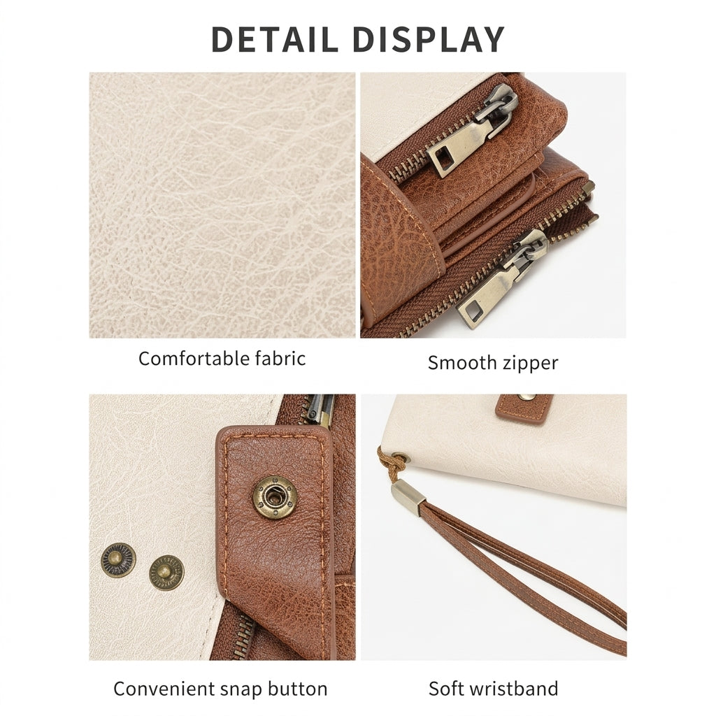 RFID Blocking Elegant Zipper Buttoned Wallet