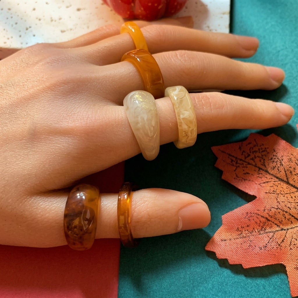 6pc Caramel Autumn Ring Set