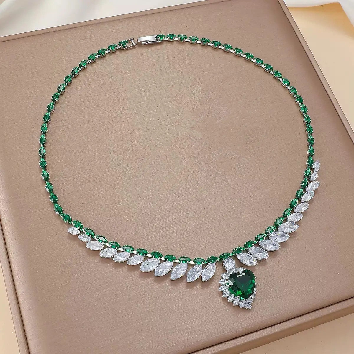 Sparkling Heart Statement Necklace