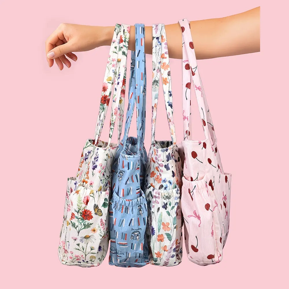 Casual Patterned Zipper Tote Bag