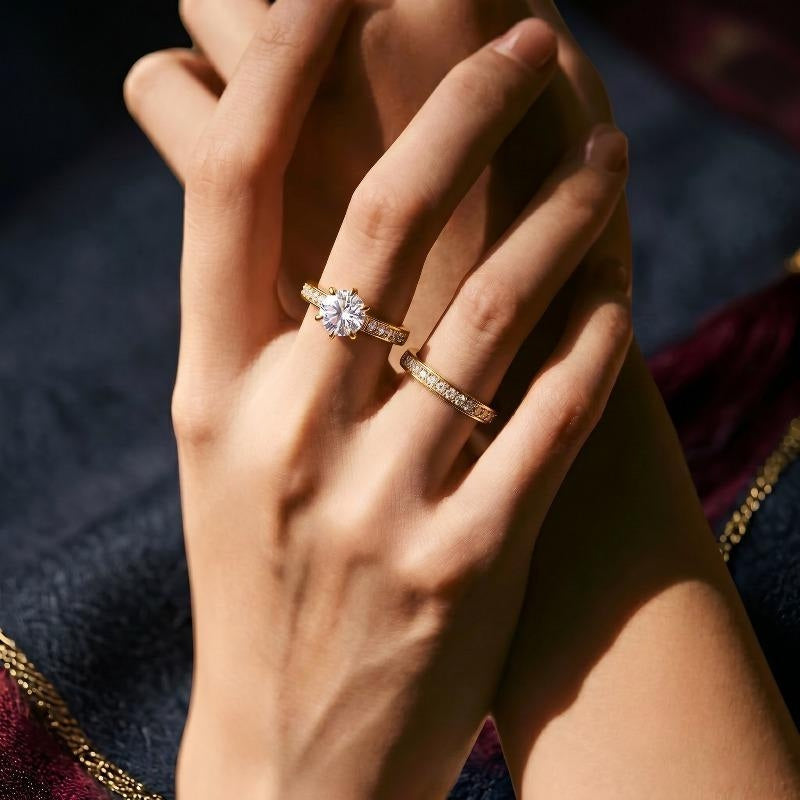 2pc Pave Accented Ring Stack