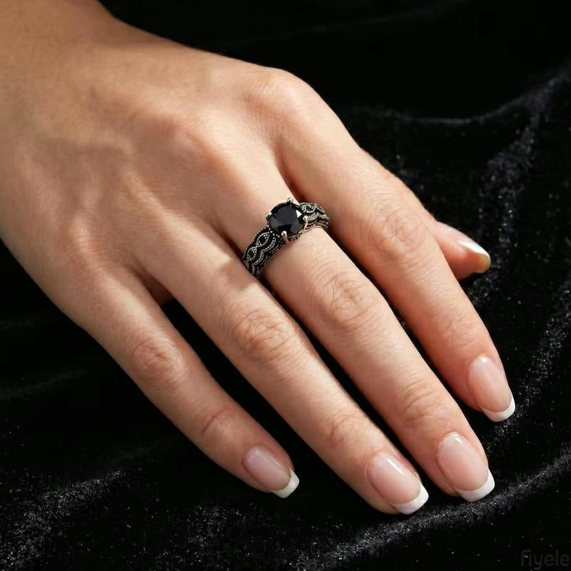Vintage Black Obsidian Ring