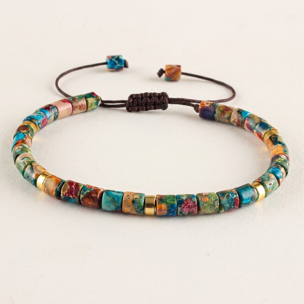 Boho Woven Colorful Stone Bracelet
