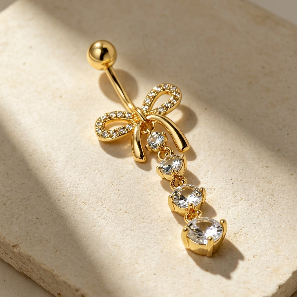 Y2K Shimmer Bow Belly Ring