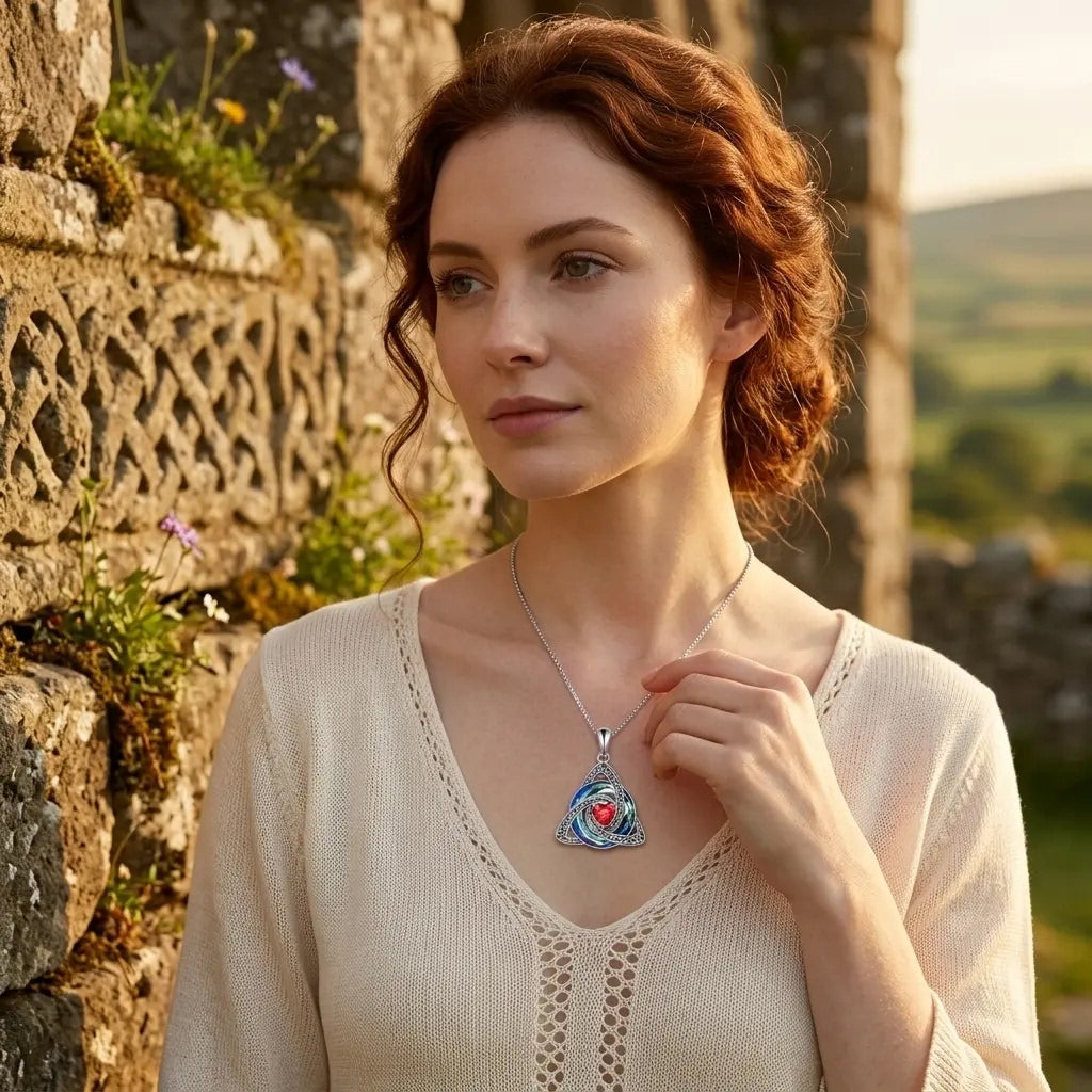 Trinity Knot Heart Birthstone Pendant Necklace