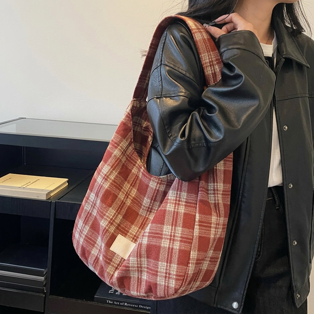 Retro Plaid Shoulder Bag