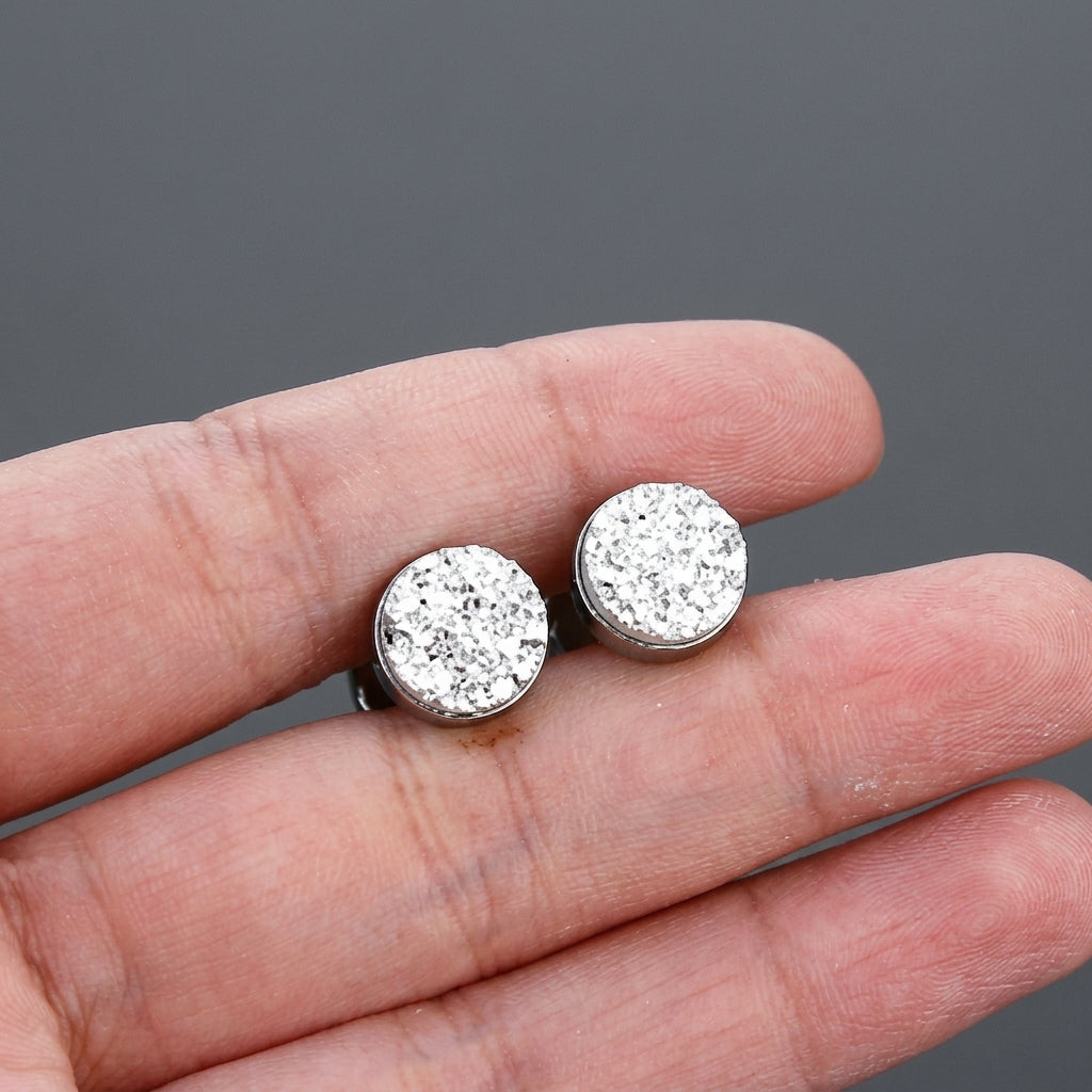 9 Pairs Round Mixed Plug Stud Earring Set