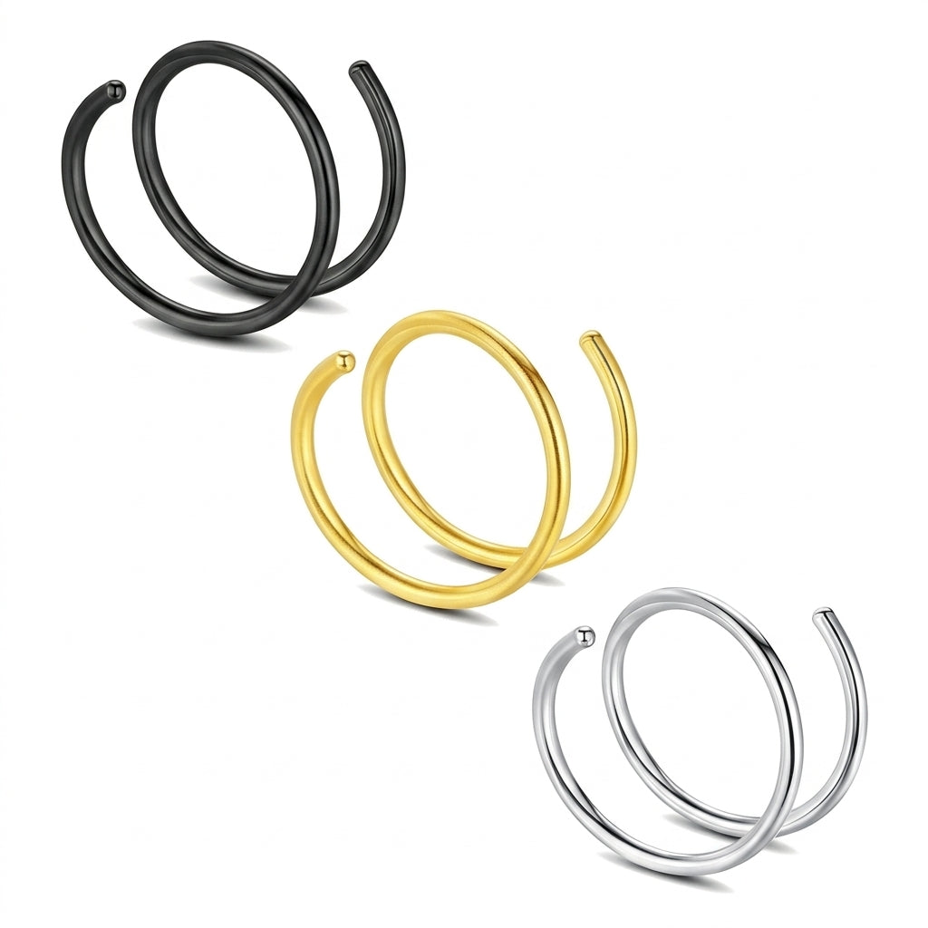 Double Hoop Nose Ring Set