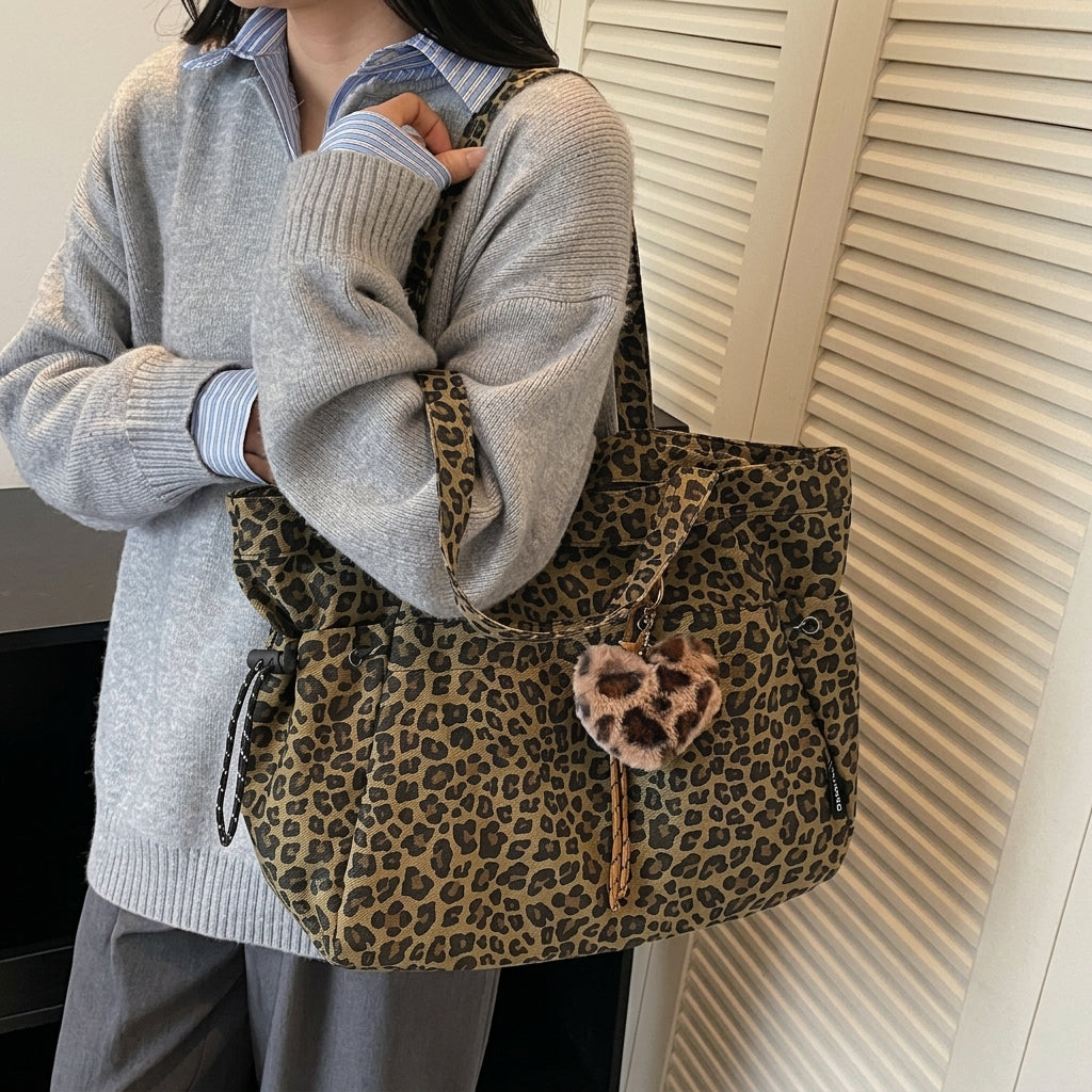 Leopard Pattern With Pendant Tote Bag