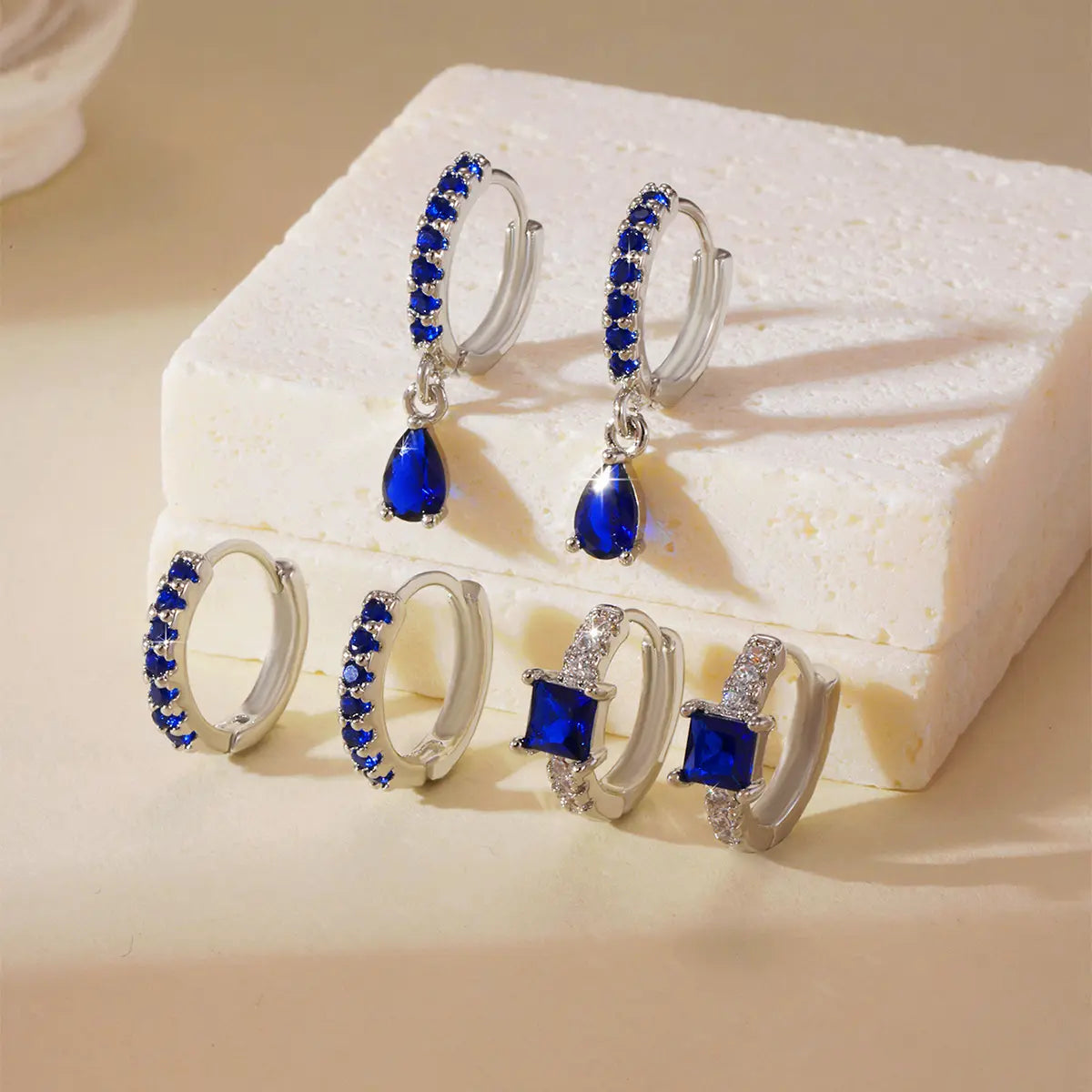 3-Pair CZ Hoop Earring Set