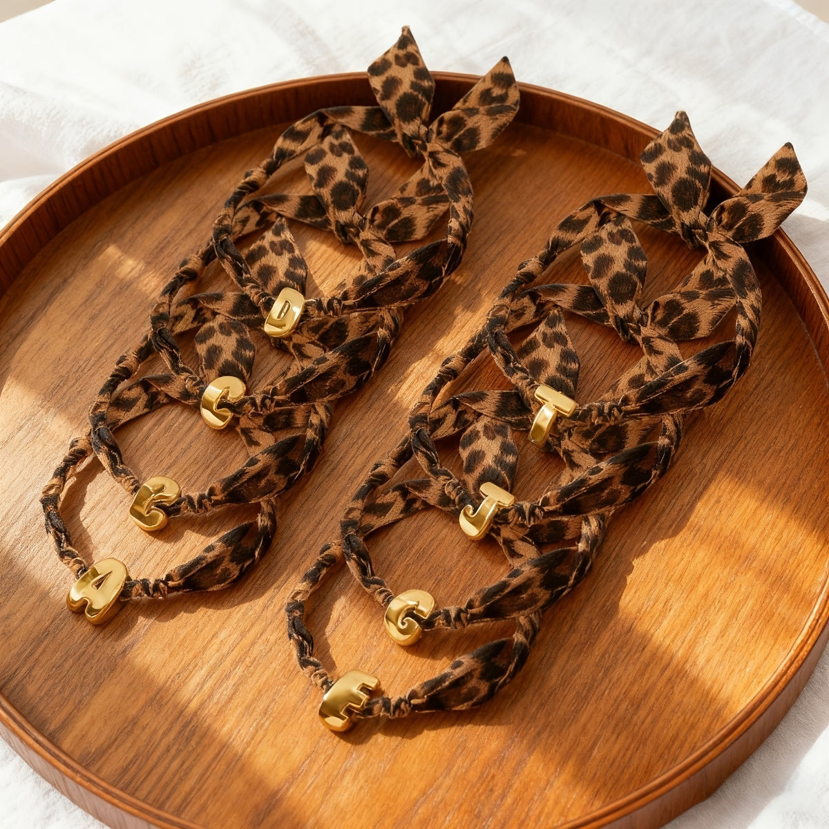 Vintage Leopard Print Initial Necklace