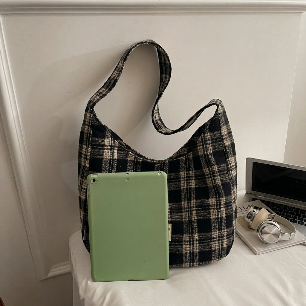 Retro Plaid Shoulder Bag