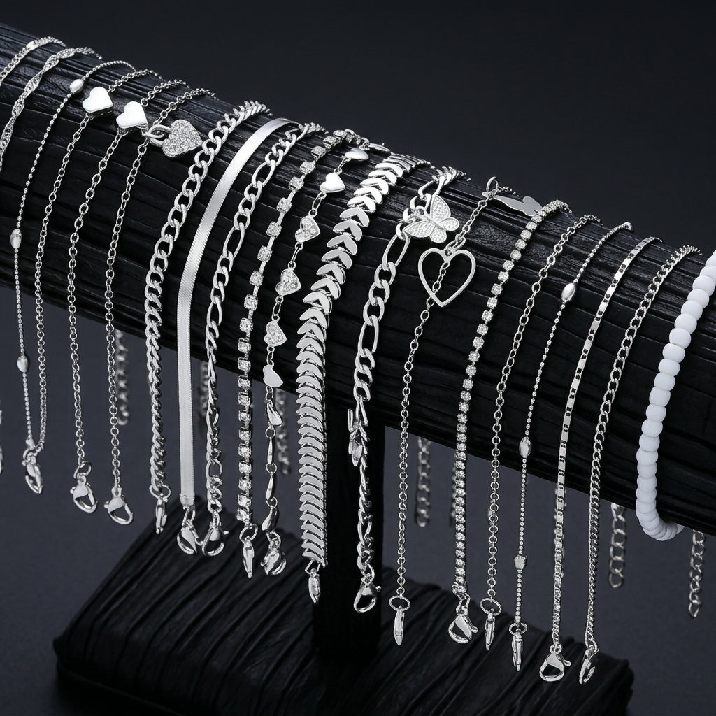 38pc Boho Charm Anklet Set