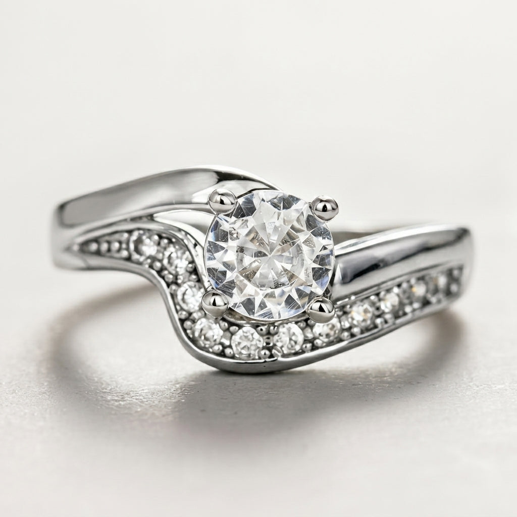 Luxe Pave Wrap Solitaire Ring