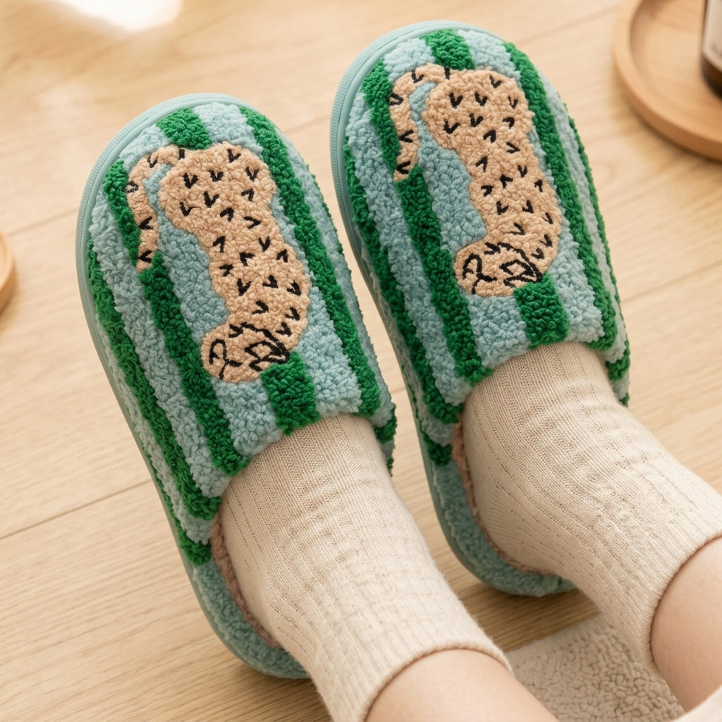 Leopard Cozy Fuzzy House Slippers