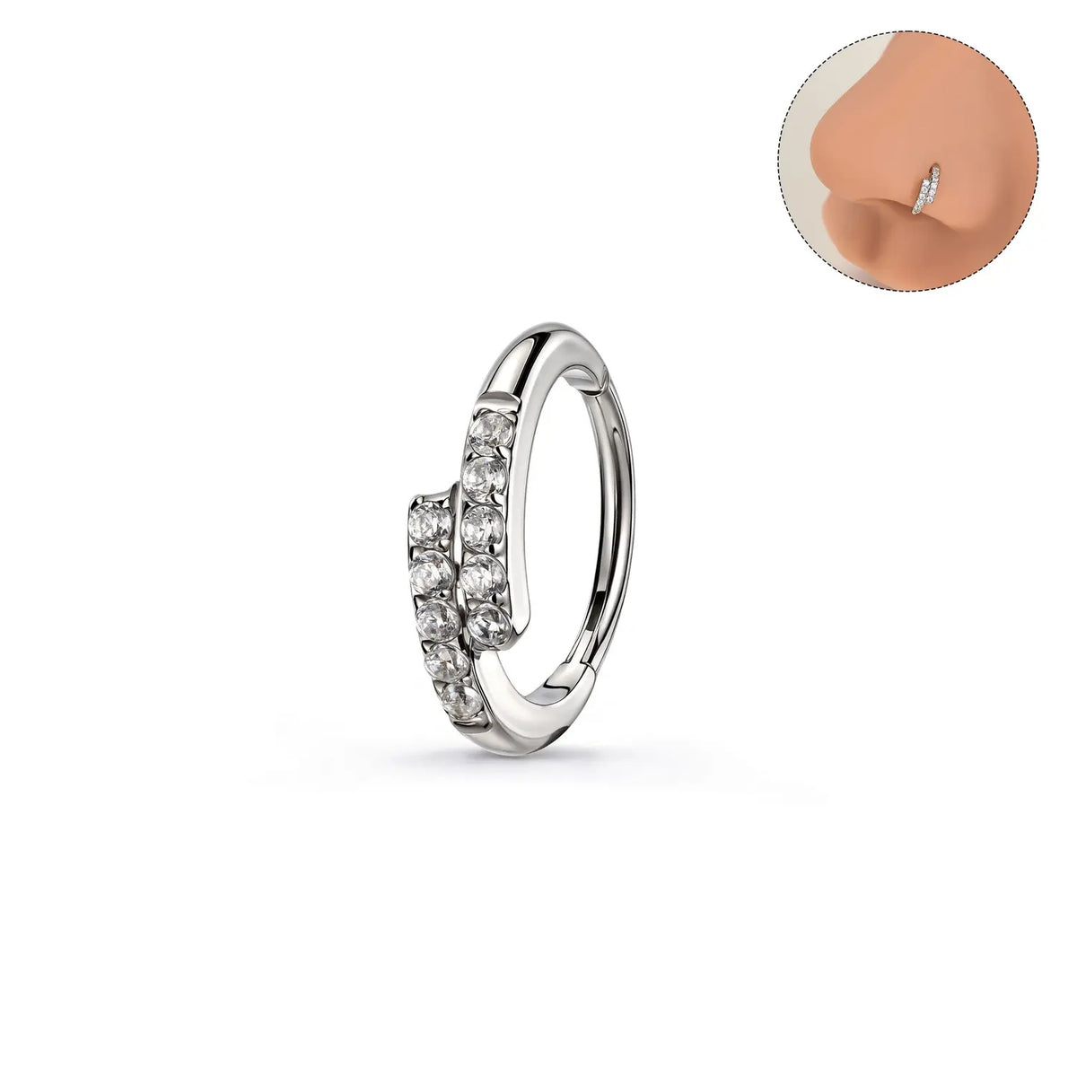Sparkling Double Row Clicker Nose Ring