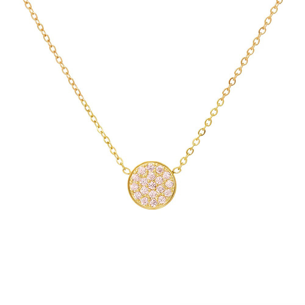Dainty Diamond Speckled Birthstone Circle Necklace
