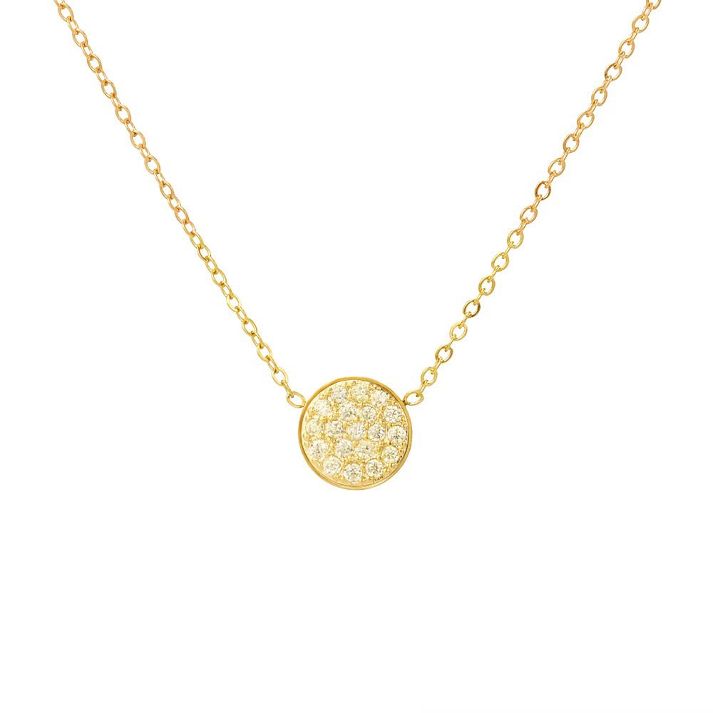 Dainty Diamond Speckled Birthstone Circle Necklace