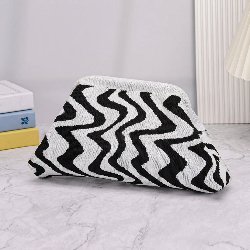 Woven Striped Pouch Clutch