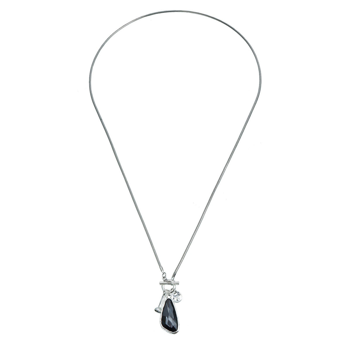 Classy Black Geometric Pearl Toggle Necklace