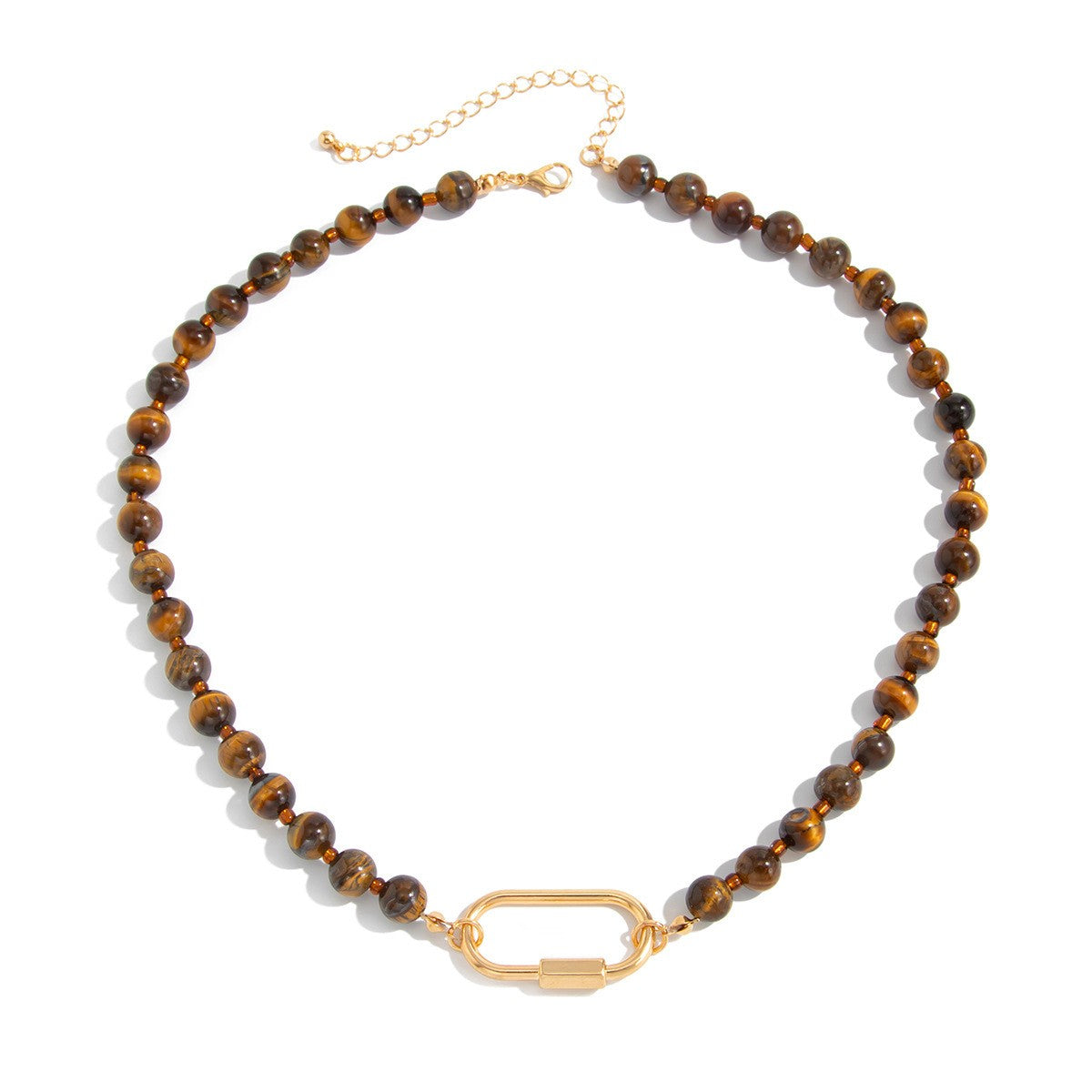 Classy Tiger Eye Geometric Link Necklace