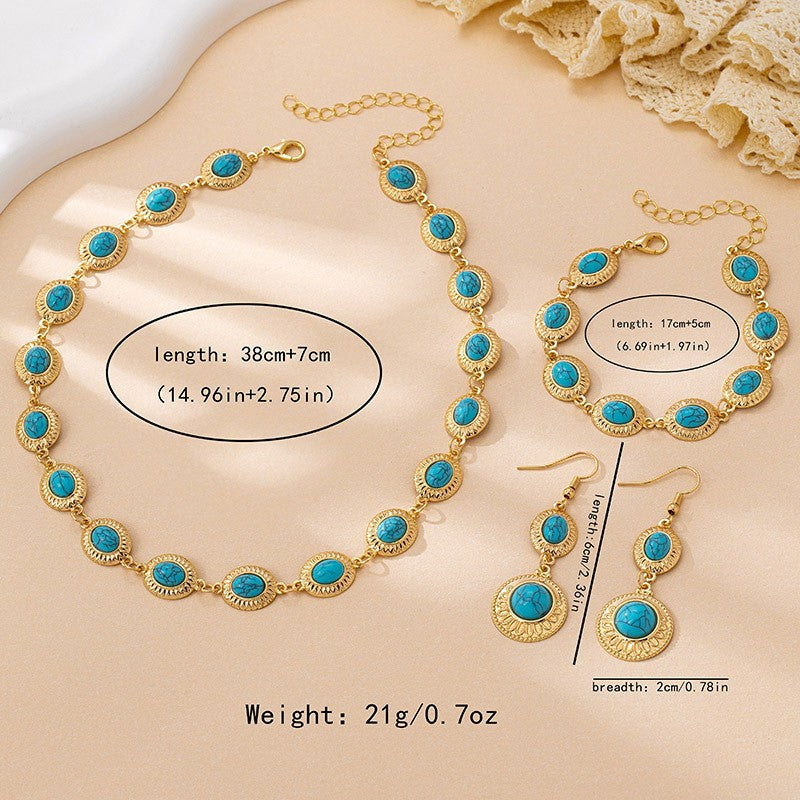 Classy Vintage Red Oval Necklace, Bracelet & Earring Set