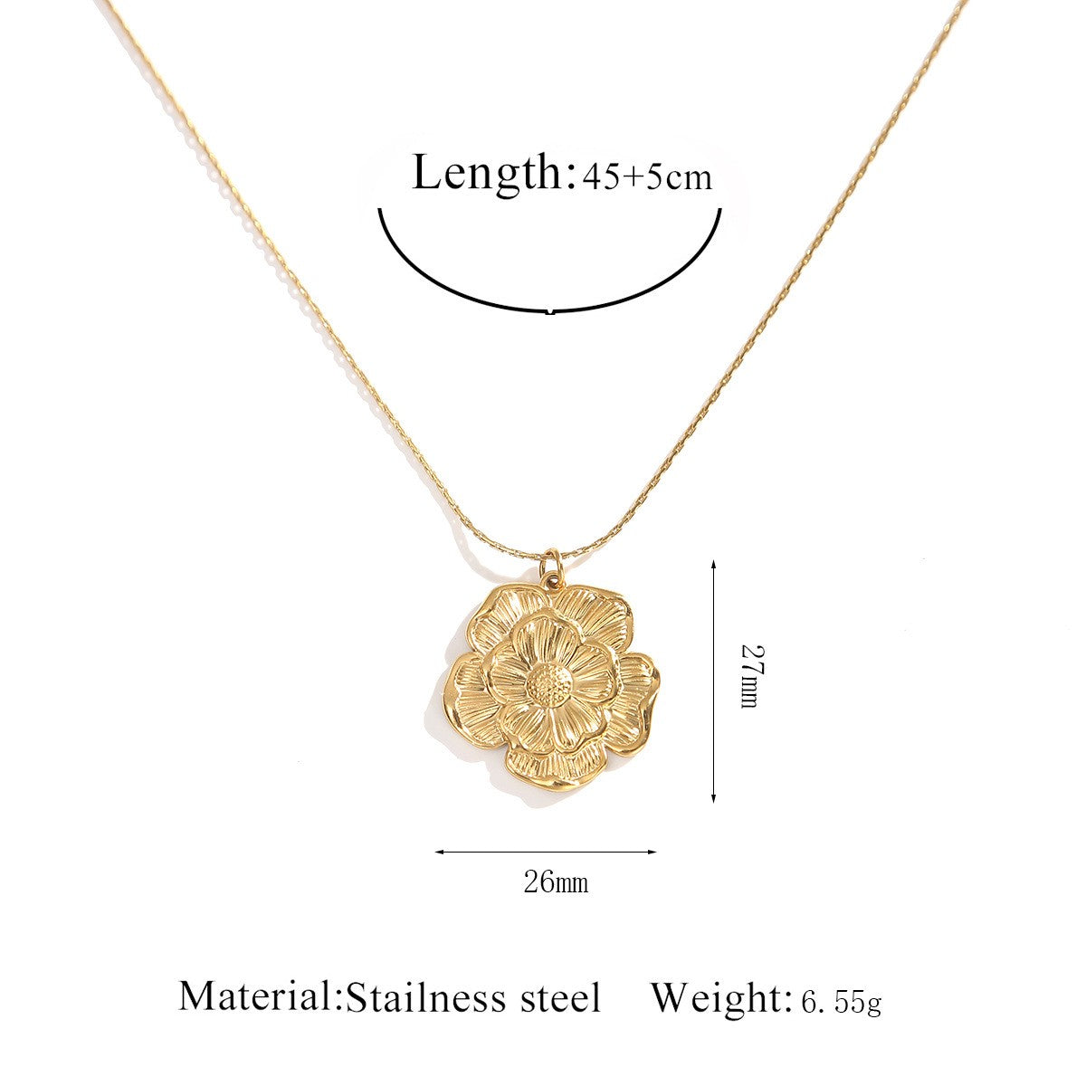 Classy French Floral Pendant Necklace