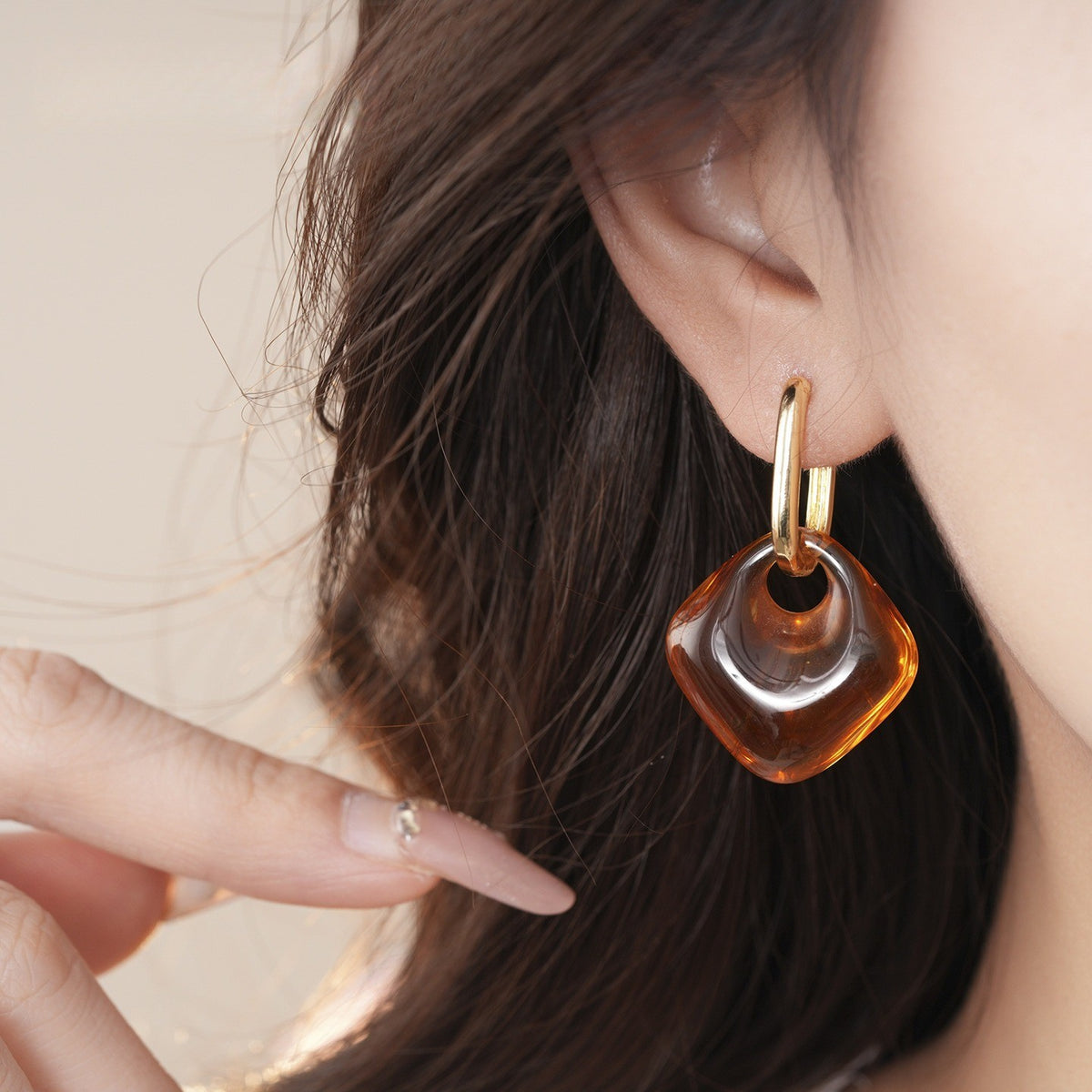 Classy Amber Soft Square Drop Earrings