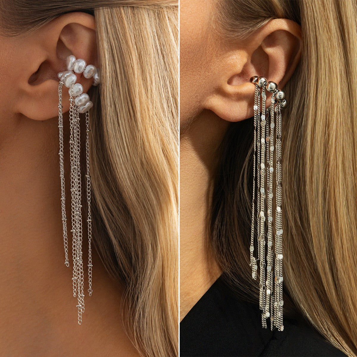 Dainty Faux Pearl Tassel Ear Cuff
