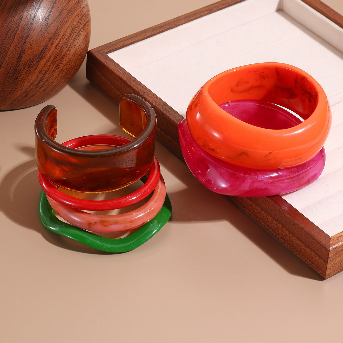 Classy Marbled Resin Bangle Set
