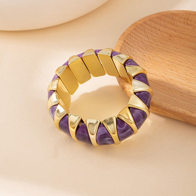 Classy Geometric Acrylic Stretch Bracelet