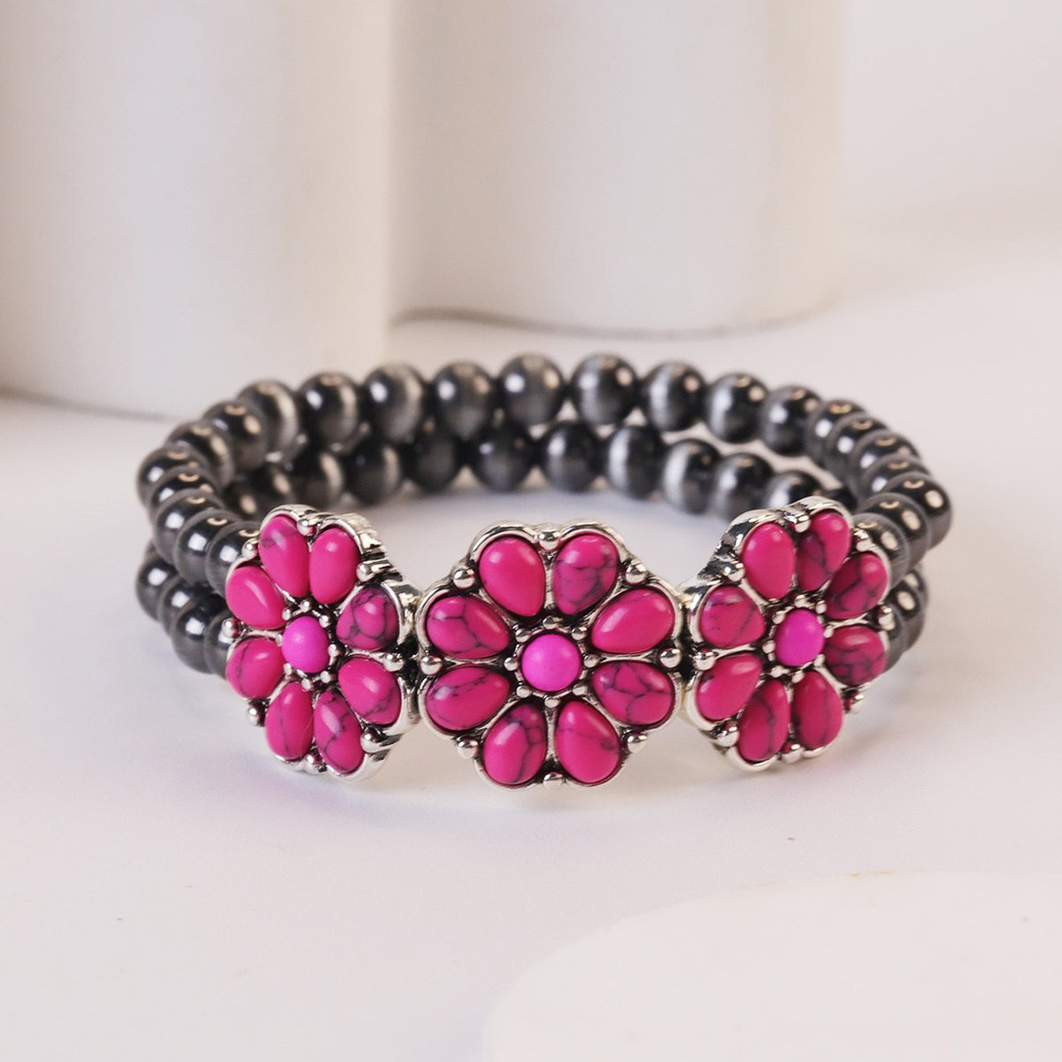 Boho Vintage Turquoise Flower Bracelet