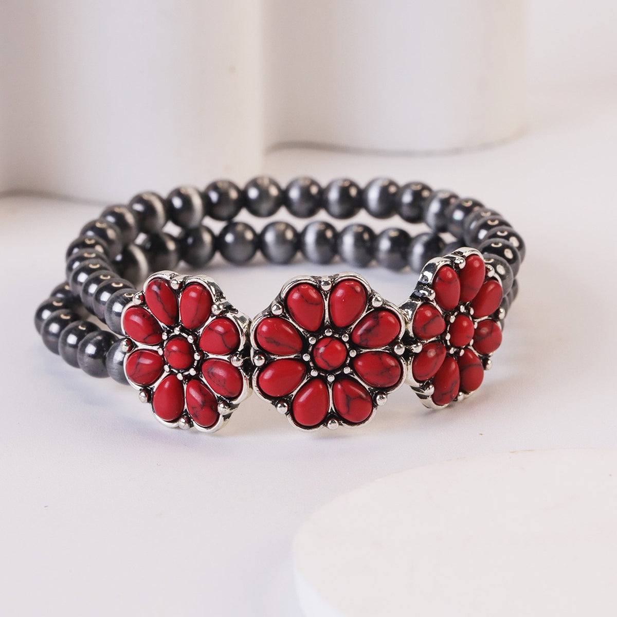 Boho Vintage Turquoise Flower Bracelet