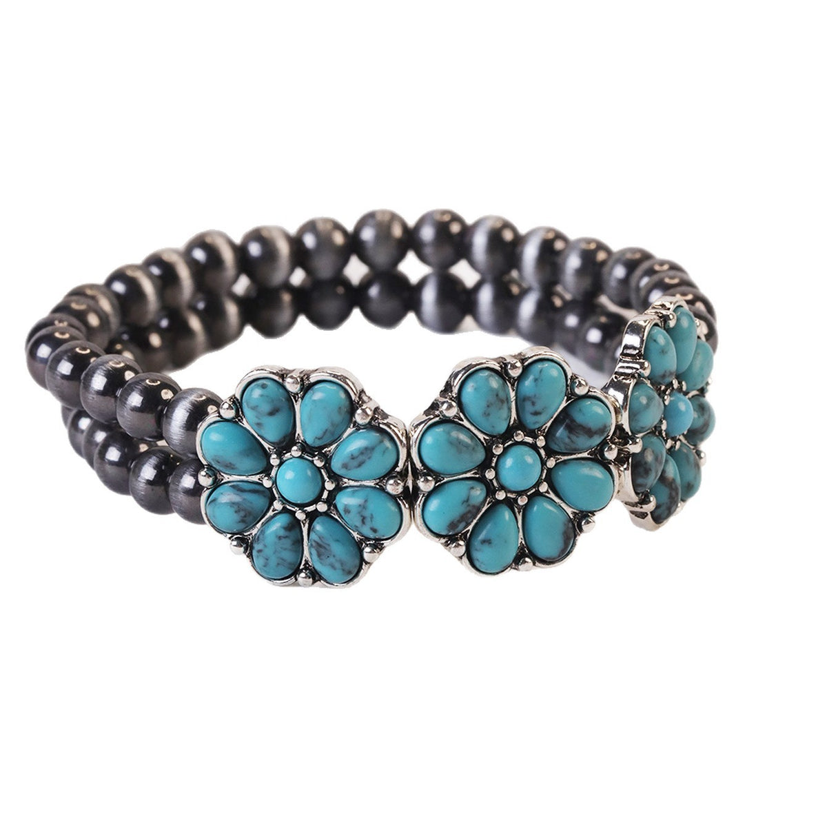 Boho Vintage Turquoise Flower Bracelet