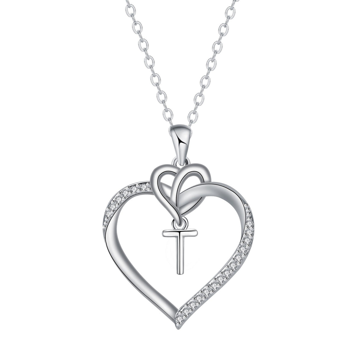 Romantic Crystal Heart Initial Necklace